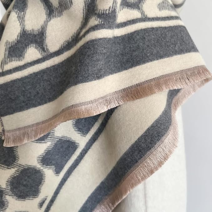 WaJuemy Winter Scarf for Women Dressy Evening Pashmina Shawl Wraps Open Front Poncho Blanket Fashion Travel Shawls Cape Wrap - Image 4