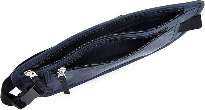 RFID Blocking Money Belt for Men Women, Slim Fanny Pack For Travel，Running,Conceal Waist Wallet For Passport Holder,Phone,Cash(Dark Blue) - Image 6