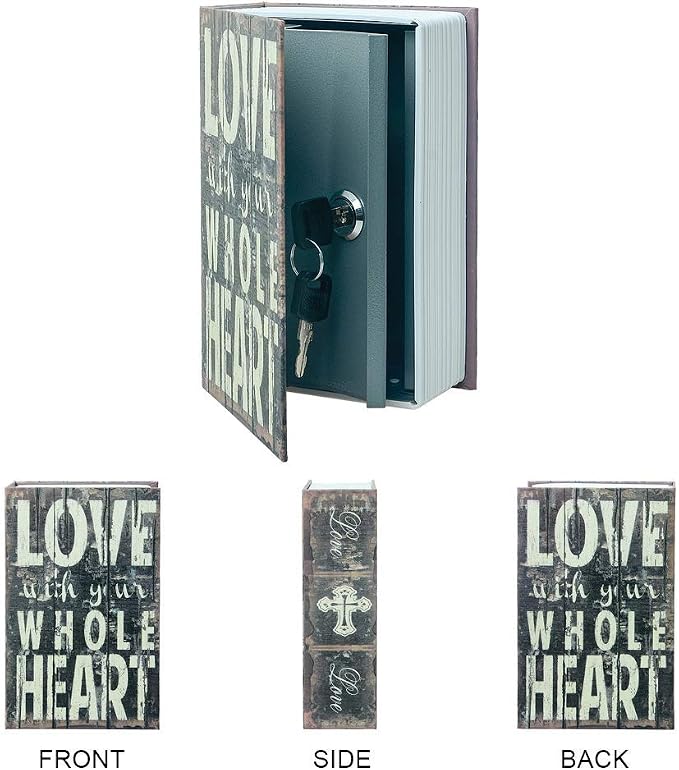 Small Sized Diversion Book Safe Storage Box, Dictionary Secret Hidden Box With Security Combination Lock/Key (Key, Love) - Image 3