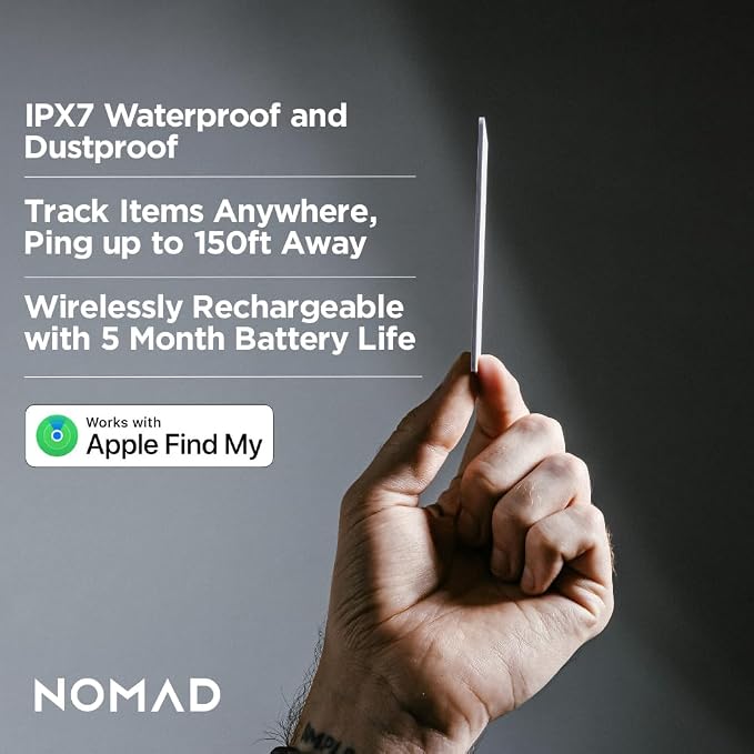 Nomad Tracking Card White, Slim Card Tracker with IPX7 Waterproof and Dust Proof - Card Tracker for Wallet & Luggage, 5 Months GPS Tracker Long Battery Life, Rechargeable, Compatible with iOS Only - Image 5