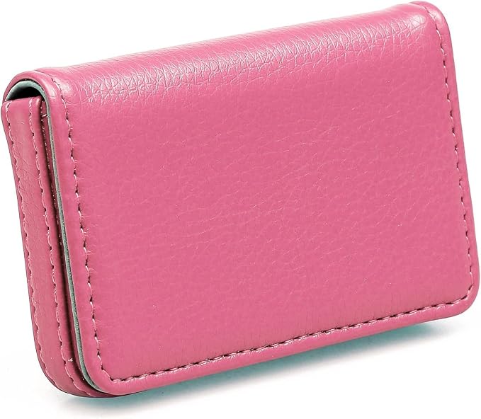 RFID Blocking Wallet - Minimalist Leather Business Credit Card Holder with Magnetic, Pink, Small - Image 3