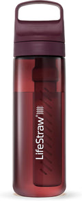 LifeStraw Go Series BPA-Free Water Filter Bottle, 22 oz, Merlot Me Away | Plastic Water Filter Bottle for Travel and Everyday use removes Bacteria, parasites and microplastics, Improves Taste by LifeStraw