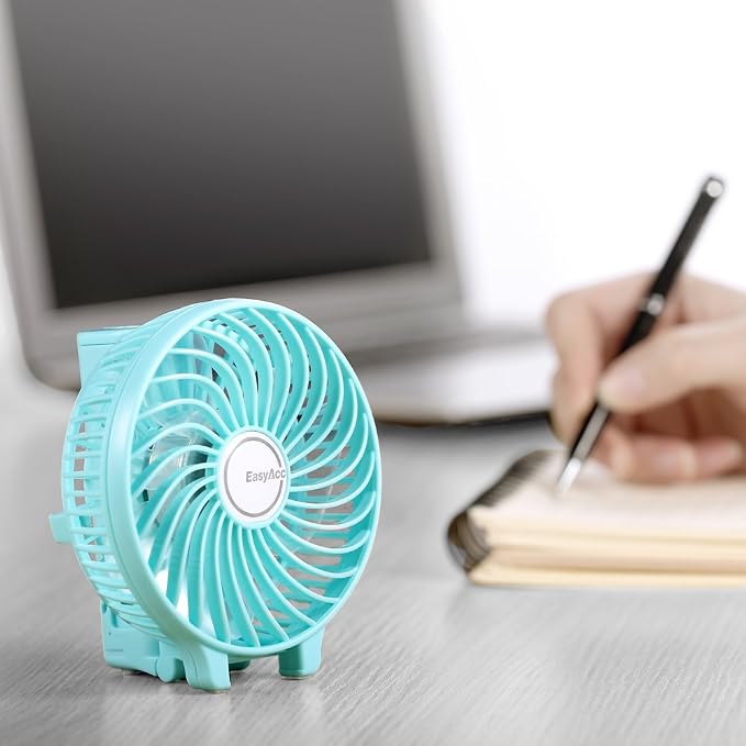 EasyAcc Mini Handheld Fan with Built-in Battery, USB Rechargeable Desk Fan, 3-10H Runtime, Folding Portable Personal Fan for Stroller, Travel, Office and Outdoor - Image 6