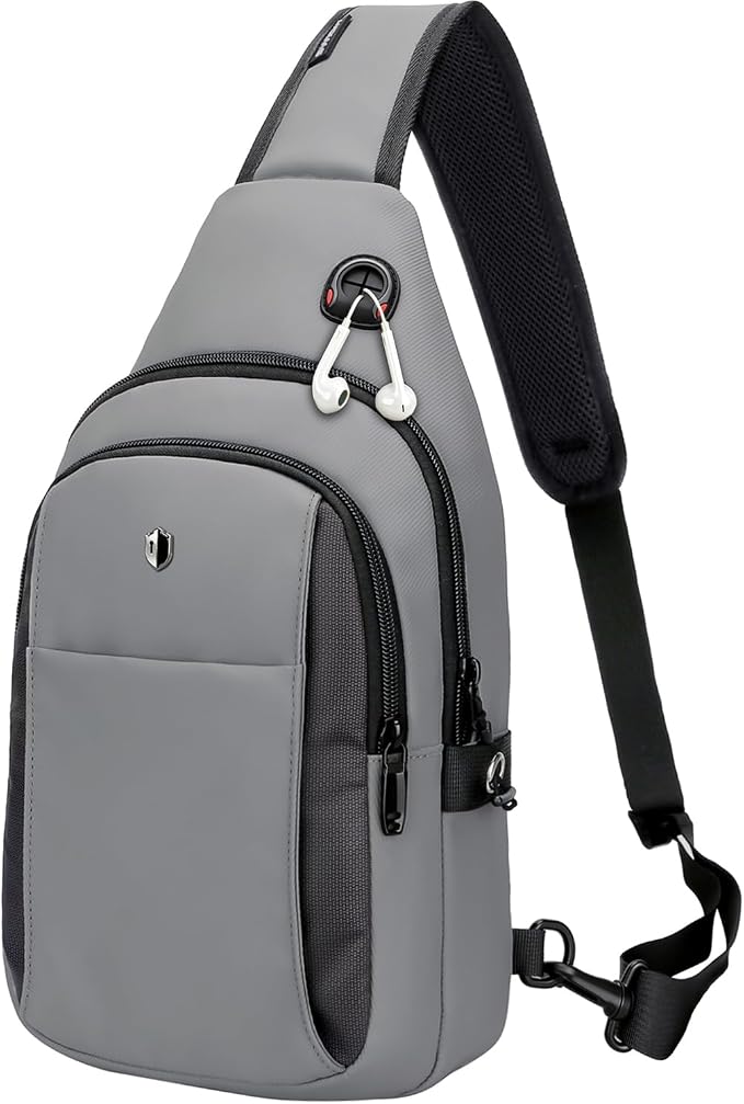 Anti-Theft Sling Bag for Men&Women, Water Resistant Lightweight Crossbody Bag Small Backpack, Built-in Audio Port, Reversible Strap, Travel Hiking Chest Daypack Fits 11 inch iPad & Switch 2 by baaob