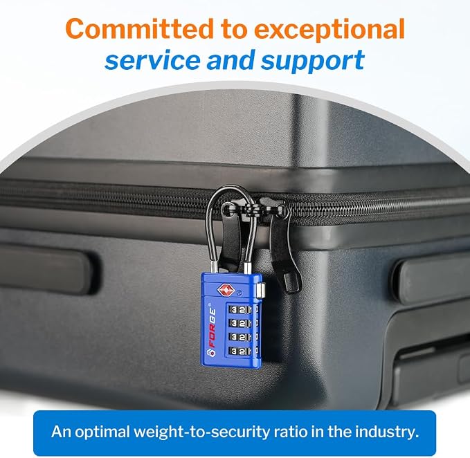 Forge TSA Approved Luggage Locks 4 Digit Combination TSA Travel Locks with TSA008, Open Alert Indicator, Zinc Alloy Body for Luggage, Suitcase, Backpack, and More. Blue 4 Locks. - Image 5