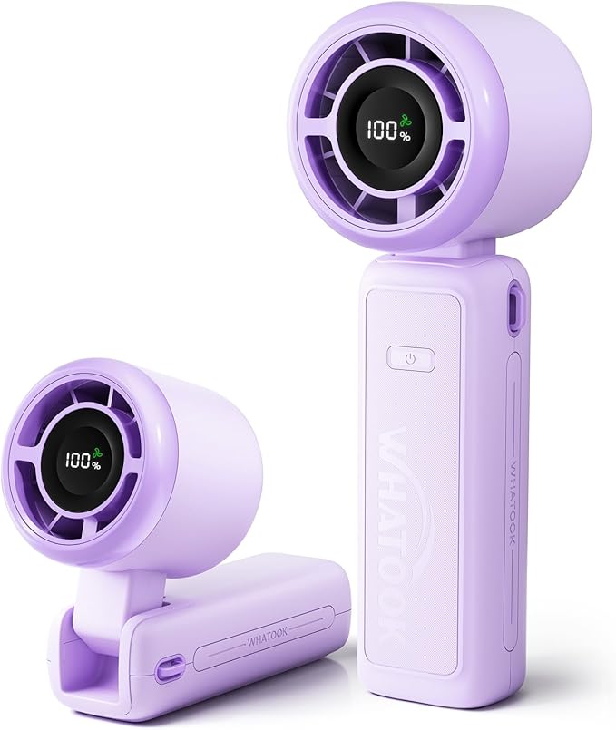 WHATOOK Portable Personal Handheld Fan: High Speed Cooling Fan, 12 Hours Battery Life, USB Rechargeable, Small Essentials for Women Cruise Travel, Beach Vacation (Purple) by FashionCaring-MakeitYours