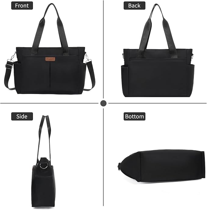 Corduroy Tote Bag for Women Crossbody Bags Lightweight Handbags Shoulder Bag with Zipper Pockets for Work Shopping - Image 4