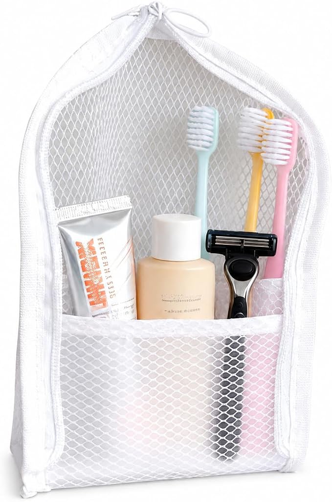 Standing Toiletry Bag for Travel & Gym – Lightweight Waterproof Travel Makeup Bag Organizer, Self-Standing Portable Toiletry Pouch for Weekend Trips Business Daily Use,White - Image 4