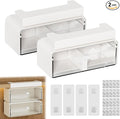 2 Pack Hanging Under Shelf Storage Container, No Drill Adhesive Pull Out Drawer Organizer, Moisture Proof Clear Makeup Organizer for Tables, Home & Office, Counters, Workstation by SZRUNZHU