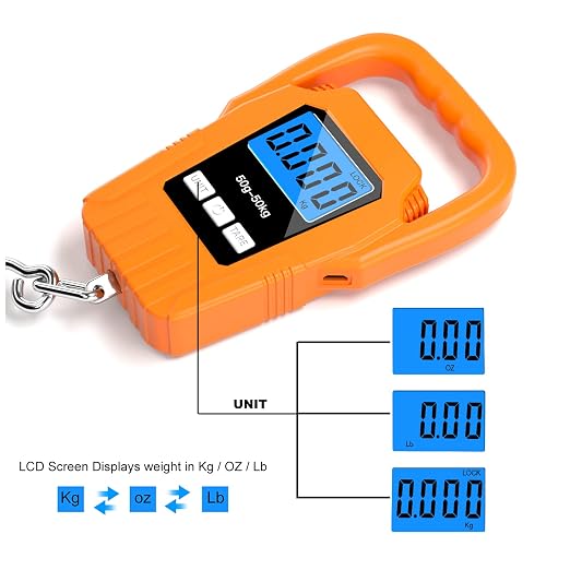 SKEAP Digital Fish Scale Hanging Scale Fishing Scale,110lb/50kg Luggage Scale,Upgrade Large Handle & Backlit LCD Display, Electronic Balance Digital Fishing Postal Scale,Orange,Fishing Gifts for Men - Image 3