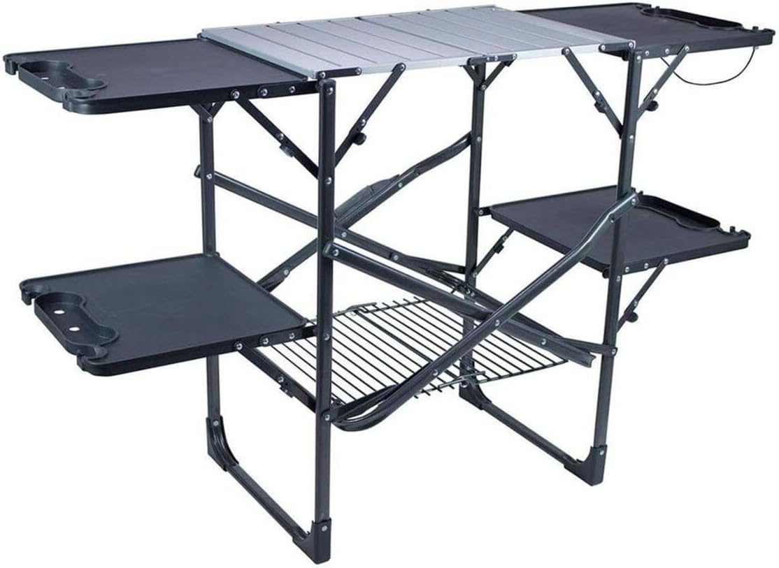 GCI OUTDOOR Slim-Fold Cook Station | Portable Folding Kitchen Table with a Heat Resistant Tabletop, 4 Side Tables & Storage Rack, Perfect for Picnics & Camping Trips by GCIOUTDOOR