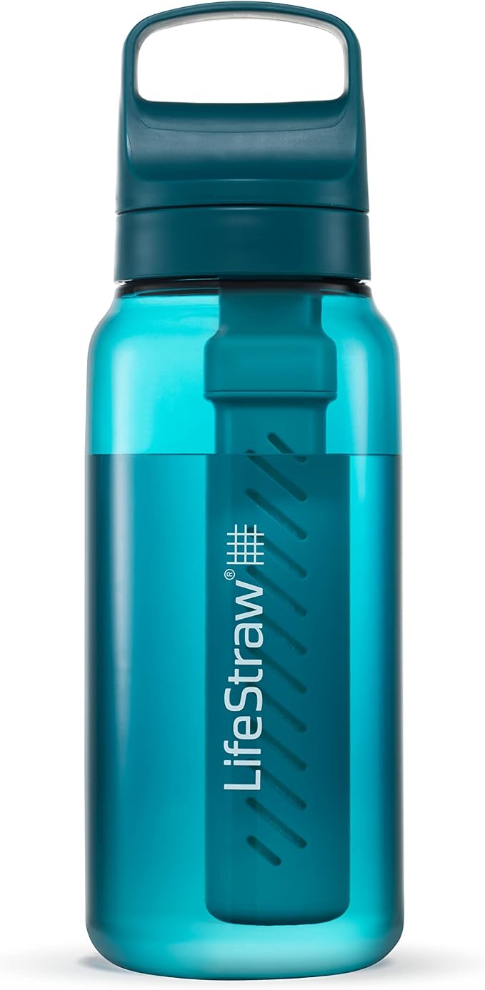 LifeStraw Go Series – BPA-Free Water Filter Bottle for Travel and Everyday use removes Bacteria, parasites and microplastics, Improves Taste, 1L Laguna Teal | Plastic Water Filter Bottle for Travel and Everyday use removes Bacteria, parasites and micro... by LifeStraw