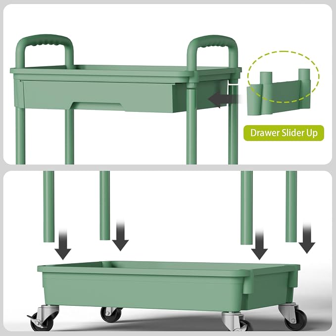 Sorgion 5 Tier Rolling Cart Organizer,Bathroom Cart Organizers with Wheels Laundry Room Organization Mobile Shelving Unit Utility Cart Storage Shelves Multi-Functional for Office, Home(Green) - Image 5
