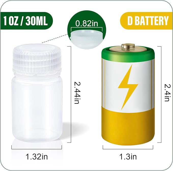 DEMORA 1 oz Small Plastic Bottles with Caps, Airtight Refillable Wide Mouth Travel Bottles for Toiletries, PP Food Grade Plastic Containers for Liquids Pill Sample Lab Reagent (Clear, 4 Pcs) - Image 8