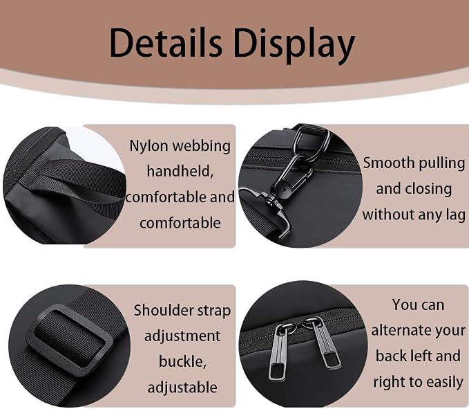 Travel Sling Bag Waterproof Crossbody Bag with Combination Lock Anti-Theft PU Leather Chest Bag with USB Charging Hole Shoulder Backpack Motorcycle Bags Blue - Image 6