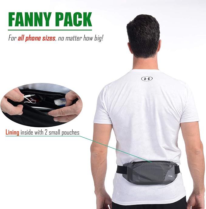 USHAKE Running Belt,Men or Women Ultra Light Bounce Free Waist Pouch Bag Fitness Workout Belt Sport Waist Pack Exercise Waist Bag for iPhone Samsung LG in Running Gym Marathon (Grey) - Image 3