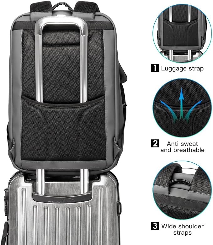 BANGE Anti-Theft Backpack with USB Charging Port 17.3 Inch Business Laptop Backpack - Image 7