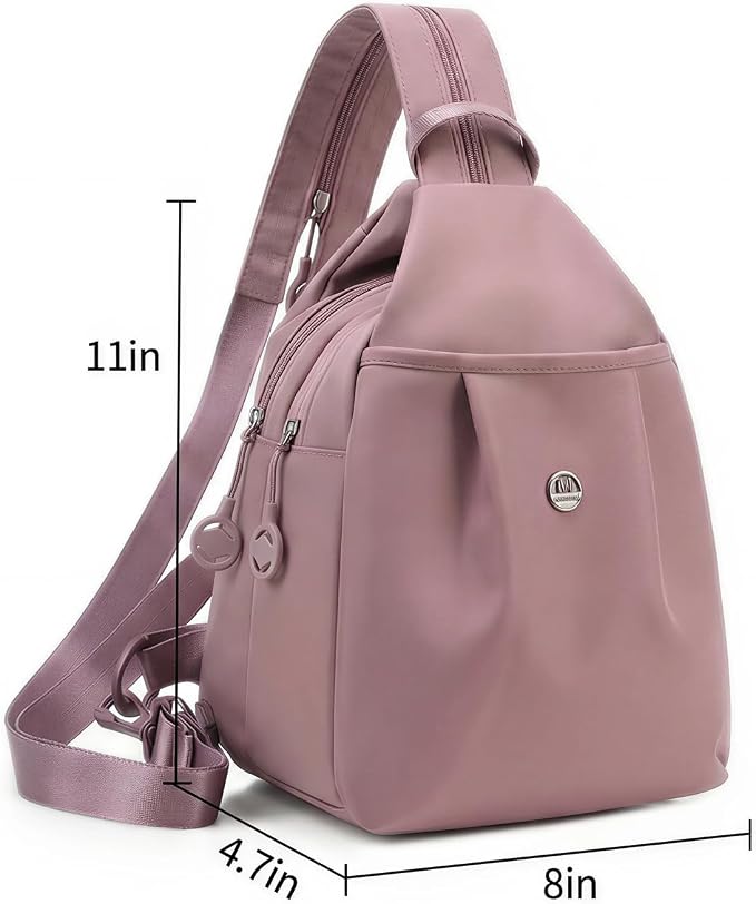 Waterproof 2-Way Mini Commuter Bag, Multi-Compartment Oxford Small Backpack, For Women, Collegeman, Commuter, Travel with Anti-Theft,Three in One Multifunctional Convertible Design(pink) - Image 2
