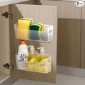 2 Pack Cabinet Organizer Storage, Adhesive Over Cabinet Door Organizer, No Drilling Space Saver Plastic Storage Containers Multi-Use for Kitchen Bathroom Office Bedroom, Translucent by LANSKYWARE