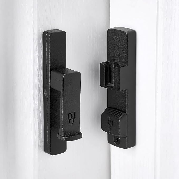 Matte Black 90 Degree Barn Door Lock,Flip Gate Latches Hardware | Zinc Alloy Door Lock,Right Angle Door Lock Latch,Sliding Door Latches,for bedroom,drawer,pet enclosures,cabinet,garage,window - Image 6