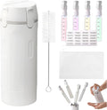 4 in 1 Travel Dispenser, Refillable Leak Proof Travel Bottle Set (White) | 4 Pack 30ML TSA Approved Travel Toiletry Bottles with Stickers, Brush & Storage Bag for Shampoo, Lotion and Conditioner by JAIZAIWJ