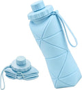Collapsible Travel Water Bottle 28oz (800ml), BPA-Free, Foldable Silicone Lightweight Reusable Water Bottle with Leak-Proof Lid & Lanyard, Portable for Travel Cycling Gym Camping by Denavio