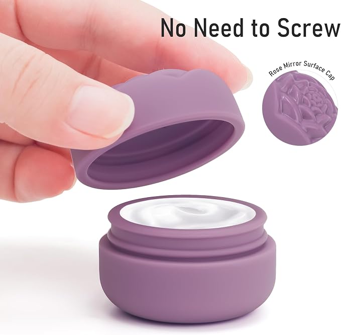 Travel Containers Bottle for Toiletry 4 Pack 3oz Leakproof TSA Approved & Refillable Mini Cream Jars, Silicone Squeeze Tube Rose Bottles for Shampoo Lotion Body Wash BPA Free +Bag, Purple Rose - Image 5