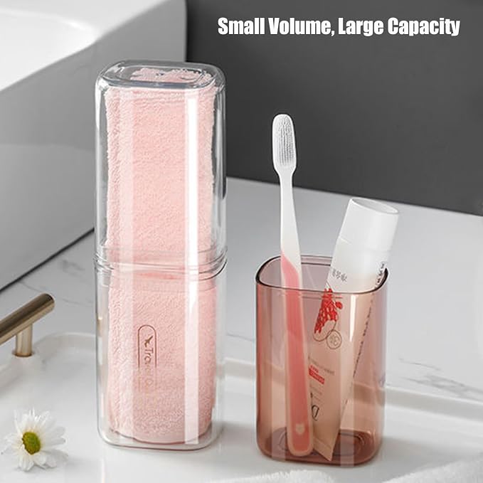 Toothbrush Cup Toothbrush Travel Case, Travel Toothbrush Holder Case with Cover Portable Multifunctional Toothbrush Cover, Suitable for Travel Business Camping Bathroom School or Daily Uses - Image 2