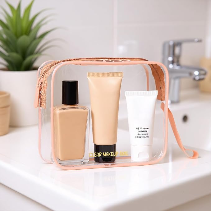 Icramsy Clear Makeup Bag,2 Pack TSA Approved Toiletry Bag Tfor Women & Men | Portable Handheld Design, Waterproof, Airport Airline Compliant, Clear Toiletry Cosmetic Bag - Image 7