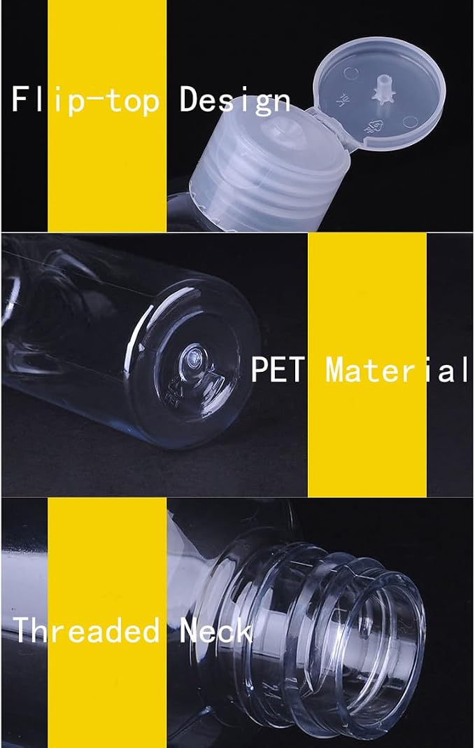 5 Pieces 1oz Flip Cap Bottles Plastic Empty Transparent Containers Bottle Refillable Squeeze for Travel Shampoo Cosmetic Lotion Toiletries (30ML) - Image 4
