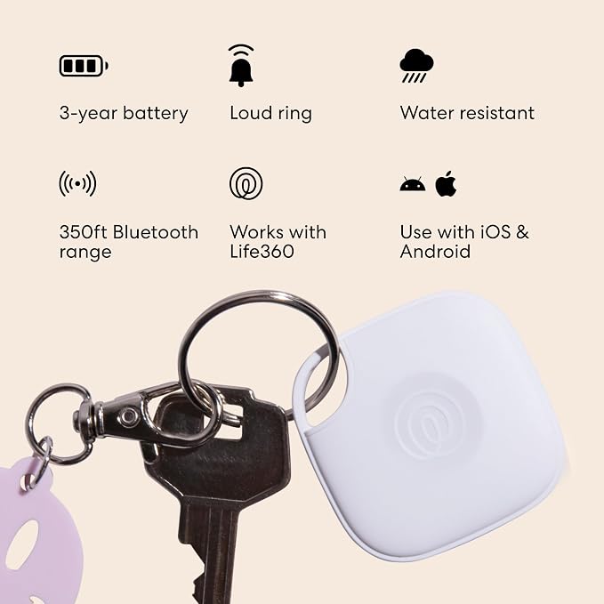 Life360 Tile - Bluetooth Tracker, Keys Finder and Item Locator for Keys, Bags and More. Phone Finder. Both iOS and Android Compatible. 1-Pack (White) - Image 6