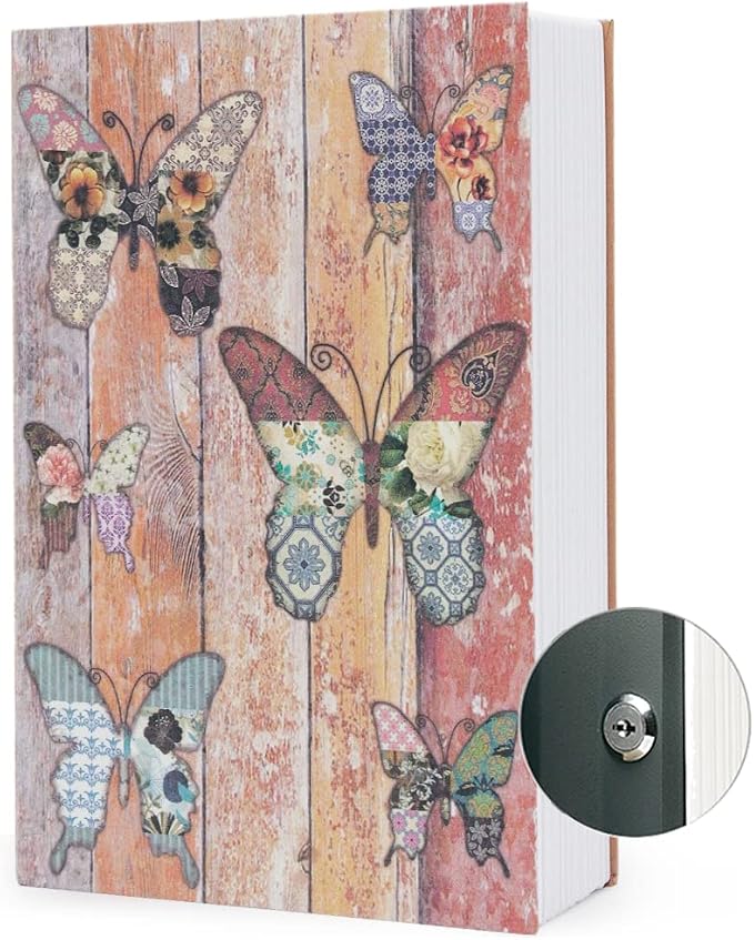 Diversion Book Safe Storage Box (Size 9.5"×6.2"×2.2") With Security Key Lock, Dictionary Secret Hidden Safe (Butterfly - Key Lock) by PACOLO