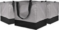 3 Pack Canvas Reusable Grocery Bags Heavy Duty, 8.3 gal Foldable Large Tote Bag with Handles, Holds 60 lbs Canvas Shopping Bags & Washable Eco-friendly Bags with 5 Pockets, Grey+Black by CNaiyunpin