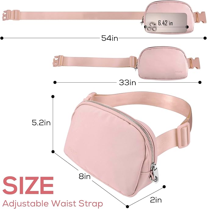 Fanny Packs Anti Theft for Women Travel, Small Belt Bag, Cute Waist Everywhere Pack for Cross Body with Adjustable Strap & Back Pocket for Mother Teens Vacation, Workout - Pink - Image 2