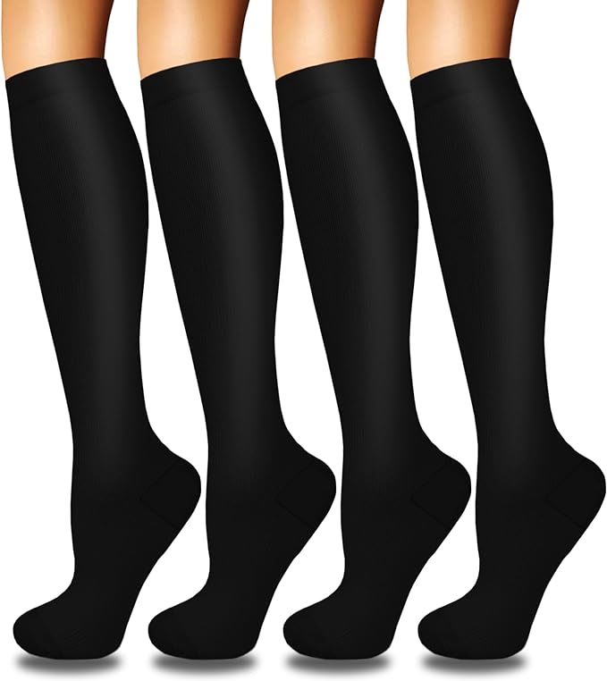 4 Pairs Compression Socks for Women Circulation-Best Support for Nurses,Running,Athletic,Travel by Iseasoo