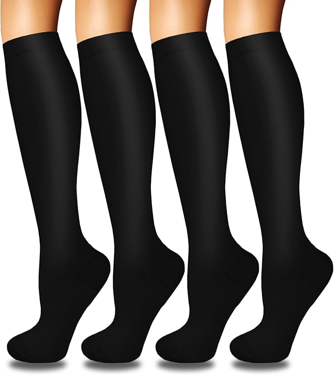 4 Pairs Compression Socks for Women Circulation-Best Support for Nurses,Running,Athletic,Travel by Iseasoo
