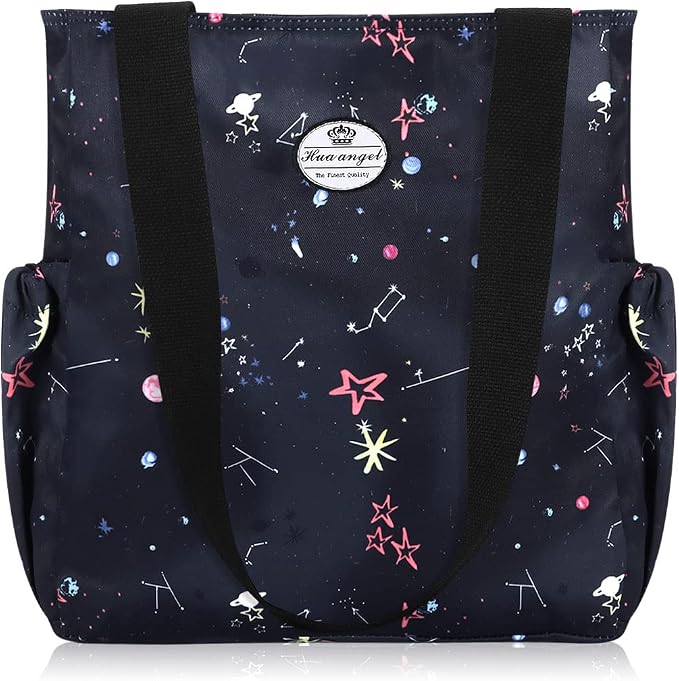HUA ANGEL Floral Tote Bag - Casual Shoulder Bag Daily Tote Bag with Zipper Gym Travel Shopping Work Handbag for Women by Huaangel