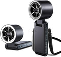 CAZOKASI Rechargeable Strong Wind Handheld Fan With Ambient Lighting 4 IN1 5000mAh Upto 22H For Desktop Waist Clip Neck (StrongWind/Black) by CAZOKASI