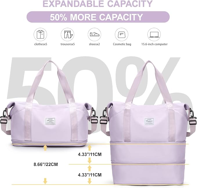 Travel Duffel Bag, Sports Tote Gym Bag, Shoulder Weekender Overnight Bag for Women - Image 3