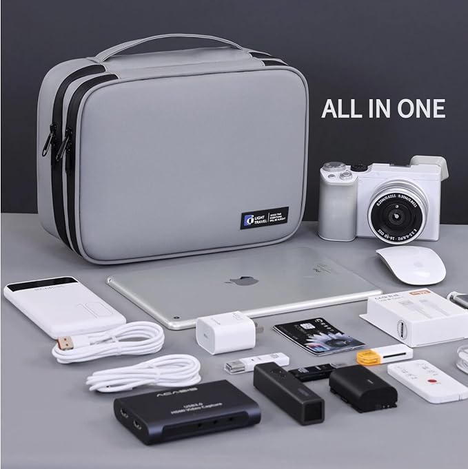 Electronics Organizer Travel Case,Cord Organizer Travel, Double-Layer Cable Organizer Bag, Tech Pouch Accessories Carry Storage For Phone, Cables, Airpods, USB, Sd Card, Essentials (Grey) - Image 8
