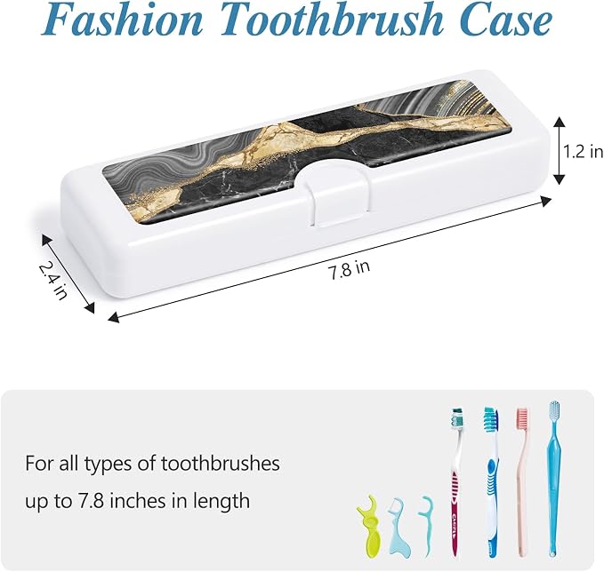 Toothbrush Travel Case - Colorful Pattern, Holder and Covers for Toothbrushes, Includes Tongue Scraper Case - Image 2
