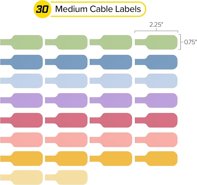 Wrap-It Storage Cable Labels - Medium, Macaron (30-Pack) | Write On Cord Tags for Wire Management and Identification - Image 4