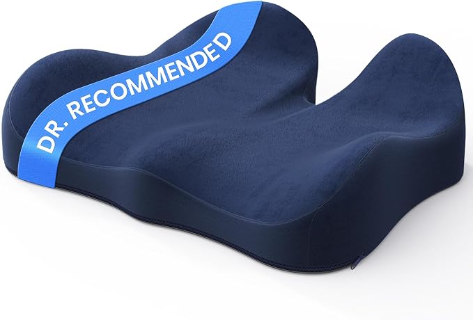 Benazcap Seat Cushion - Memory Foam Car Seat Pad - Sciatica & Lower Back Pain Relief - Car Seat Cushions for Driving - Road Trip Essentials for Drivers, Dark Blue by Benazcap