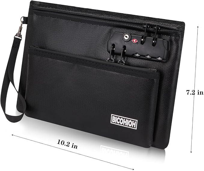 Fireproof Money Bag with Lock, Cash Bag Bank Bag for Cash, Valuable Storage Bag,Fireproof Safe Box Money Pouch with Zipper (BLACK, Small) - Image 4