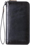 Card Bag Cowhide Wallet Men Coin Purse RFID Blocking Card Case Portable Card Holder Coin Bag Pouch with 12/20/30/45 Card Slots Blue D by PORRASSO