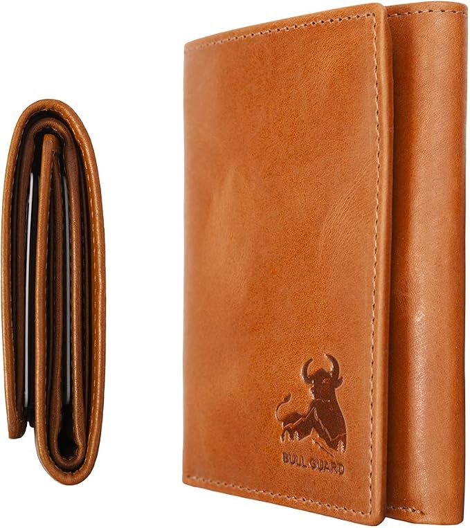 BULL GUARD Trifold Wallet with RFID For Men, Genuine Real Leather - Top Grain Cowhide Tan, Durable & Compact Tri-Fold Design with Strong Stitching for Comfortable Pocket Fit, Secure Everyday Carry - Image 7