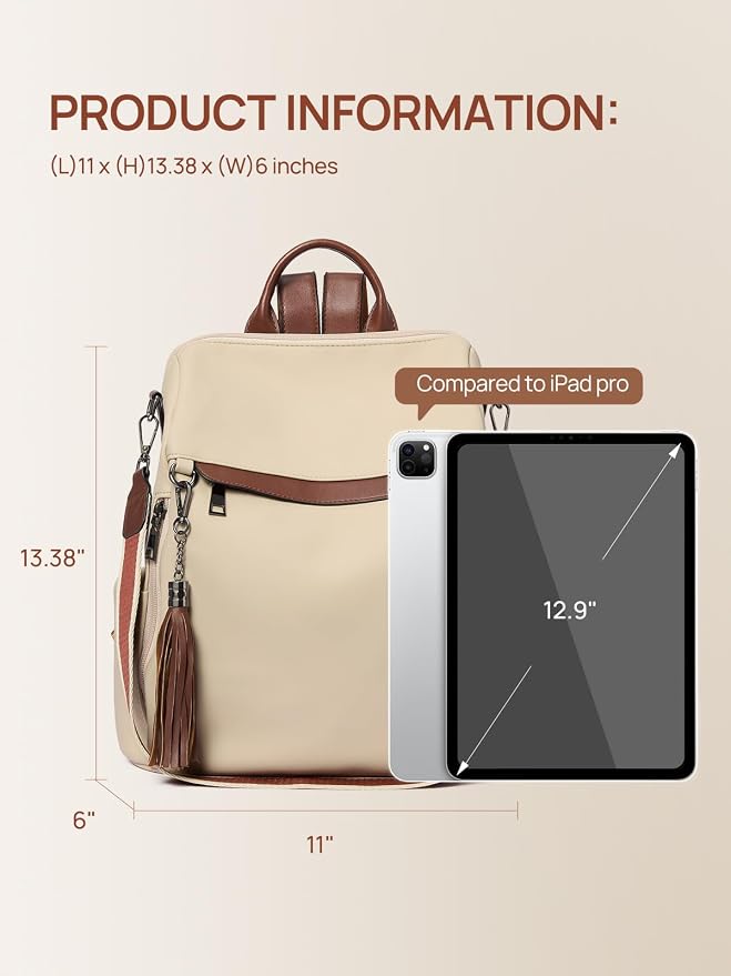 Telena Backpack Purse for Women, PU Leather Anti Theft Travel Purse Shoulder Bags with Tassel - Image 4