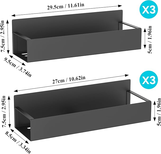 HuggieGems Metal Magnetic Spice Rack for Refrigerator Black, 6 Pack | Magnetic Shelves Heavy Duty for Fridge in Kitchen, Seasoning Storage Organizer, For Oven Washer and Dryer, For Heavier Items - Image 7