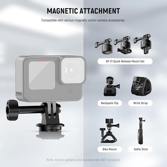 NEEWER Magnetic Neck Mount with Pocket 3 Cage, Flexible Quick Release Action Camera Neck Holder Compatible with Hero 13 12 11 Max DJI Action 5 Pro Insta360 Osmo Pocket 3 Accessory for POV, GP39 - Image 6