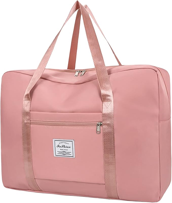 Duffel Bags for Traveling Women Sports Gym Tote Bag Water Resistant Travel Carry on Duffel Bag Weekend Overnight Bag (Pink) by INVODA